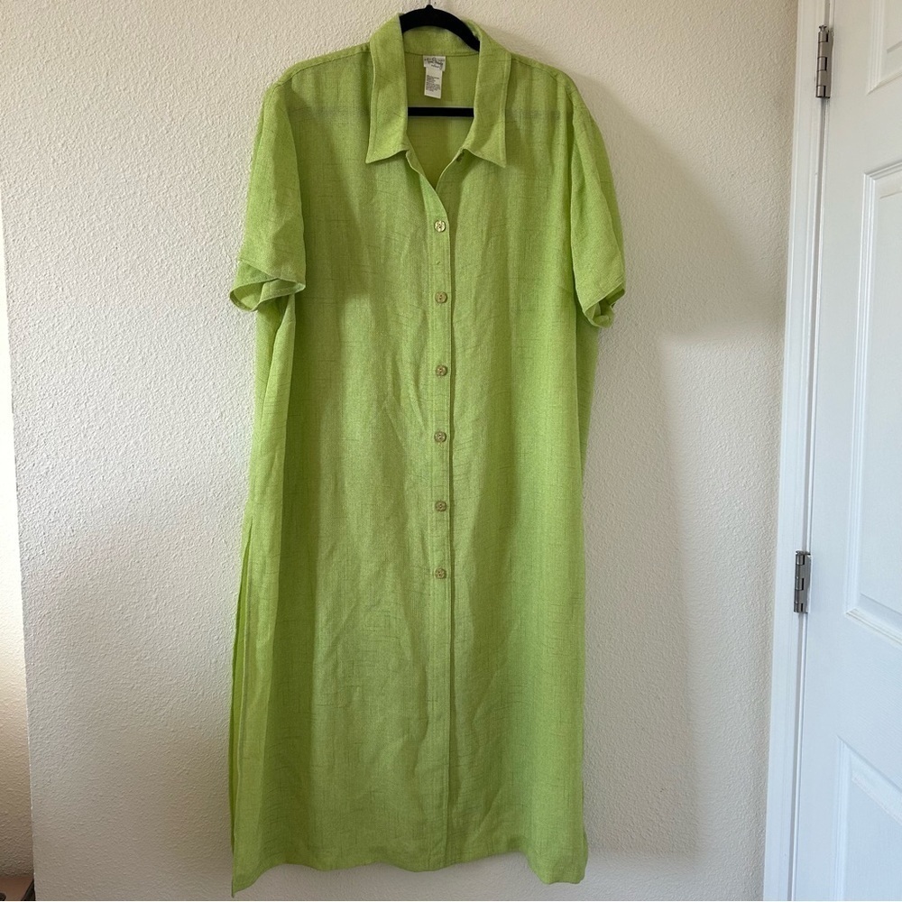 True Beauty by Emme VTG Woven Long Line Button up Top Women Size 20W